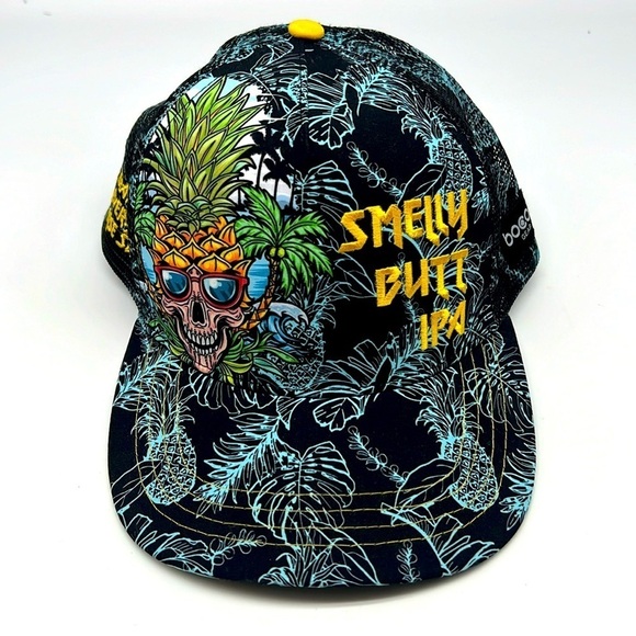 Boco Gear -Smelly Butt IPA Skull Coconut Palm Tree Colorful SnapBack Trucker Hat - Picture 1 of 11
